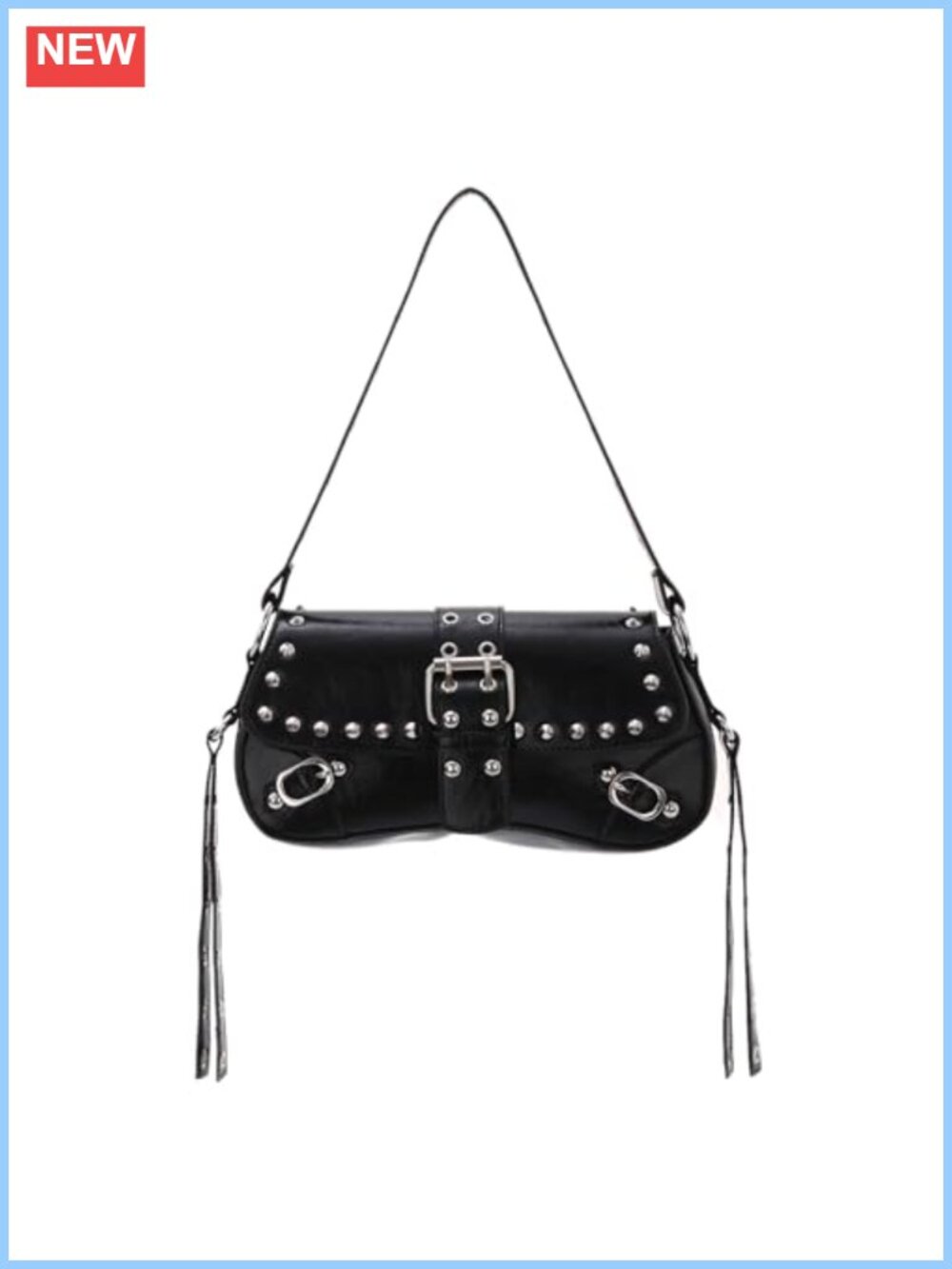 Studded Rivet Saddle Bag Synthetic Leather Punk Goth Shoulder Purse